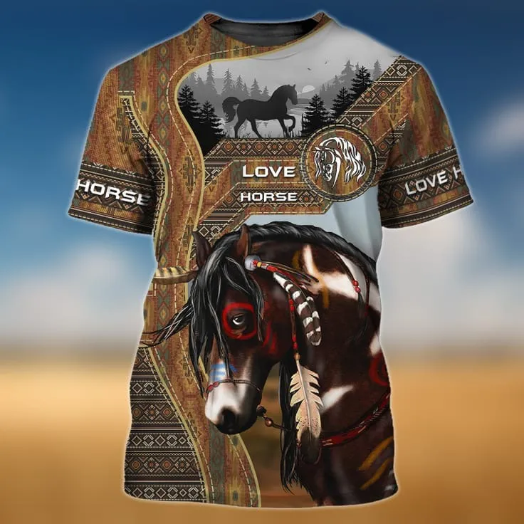 3D All Over Printed Horse T Shirt, Love Horse Shirts, White Horse Shirt For Men And Women, Beautiful Horse Tee Shirt