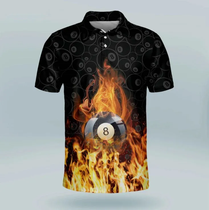 3D Skull 8 Ball Pool Billiard Polo shirt For Men, Billiard team shirt, Gift for billiard player