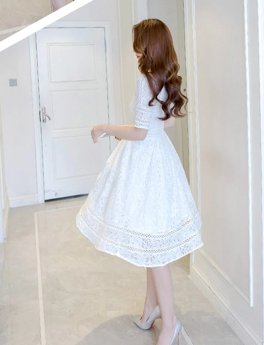 A line lace short dress summer dress     S131