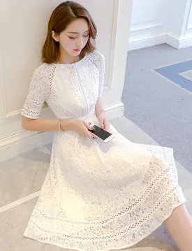 A line lace short dress summer dress     S131