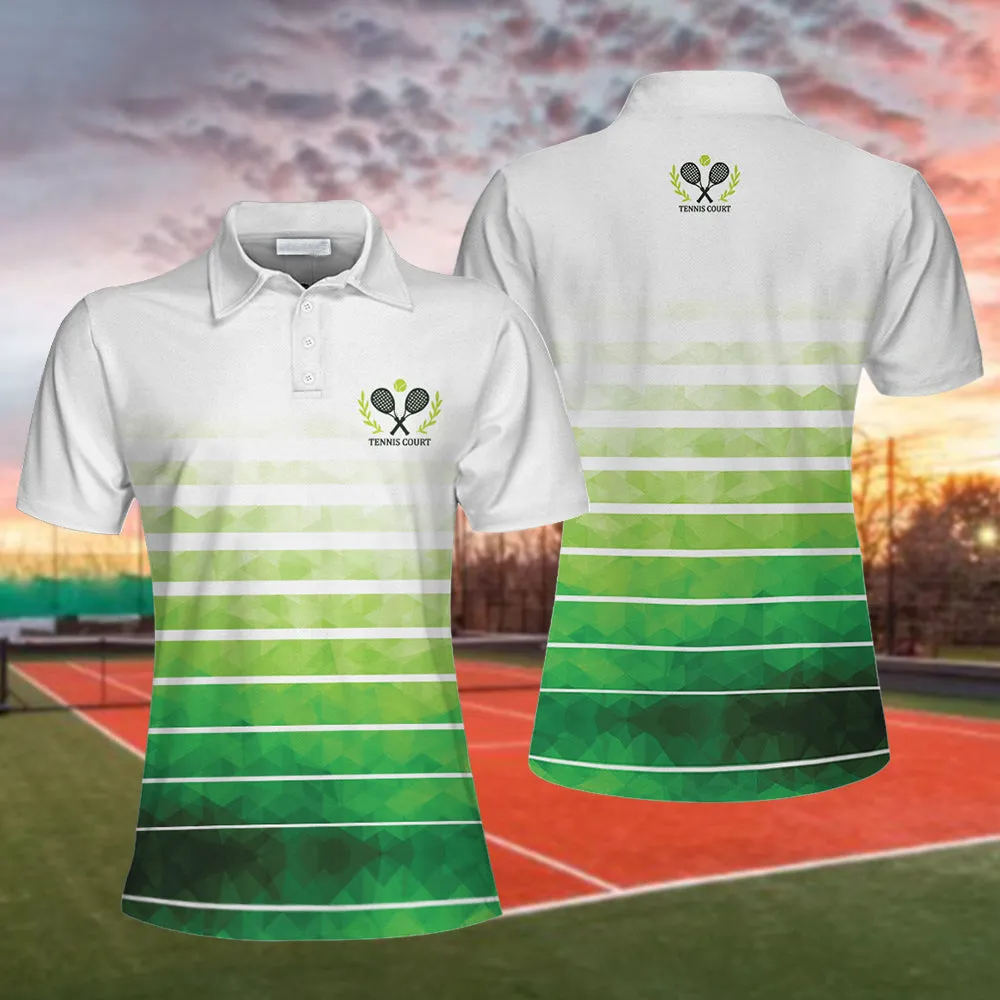 Abstract Green Geometric Tennis Short Sleeve Women Polo Shirt Coolspod