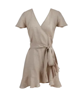 Amalia Linen Mini Wrap Dress