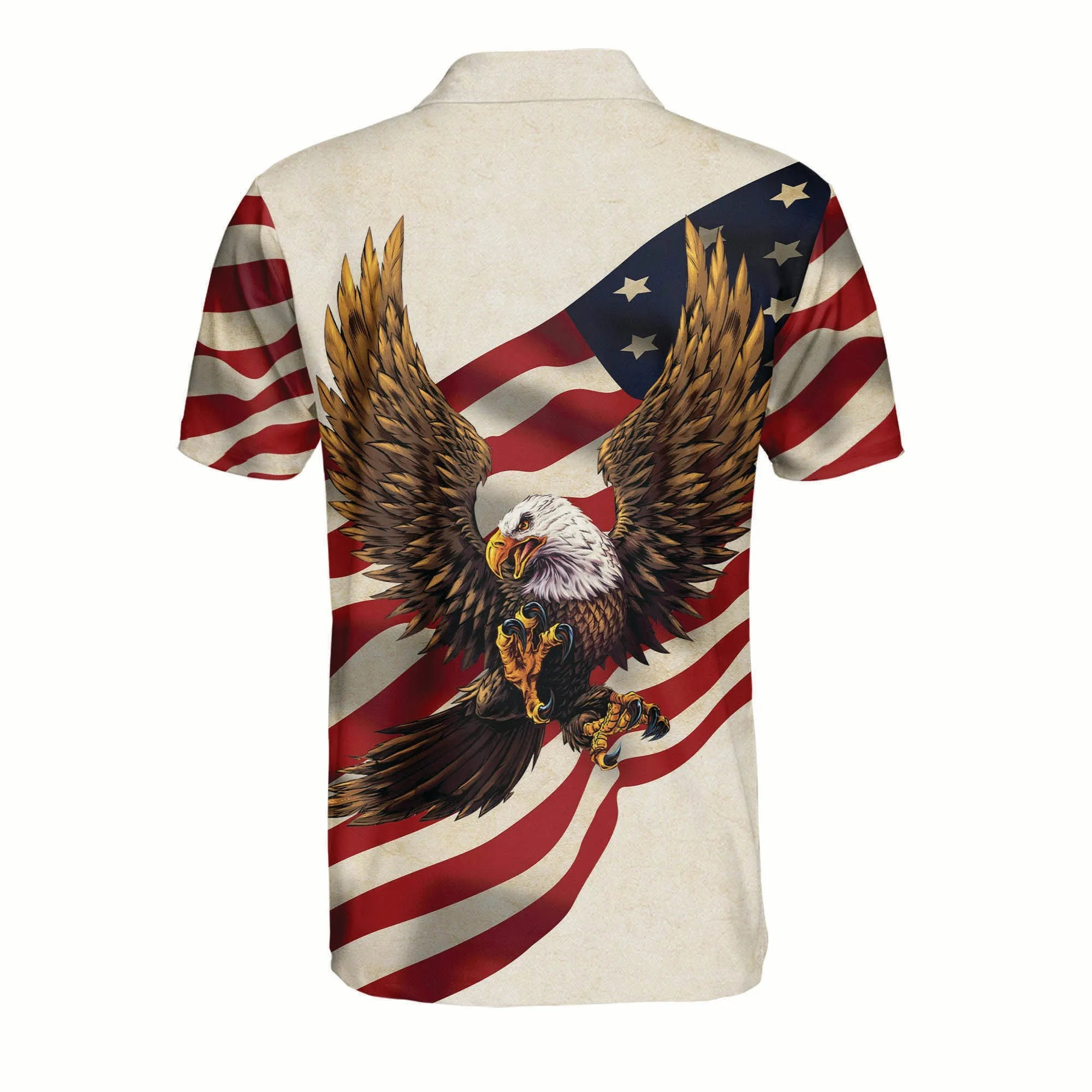 American Flag Patriotic Eagle Polo Shirt, Happy Independence Eagle Full Printed Shirt