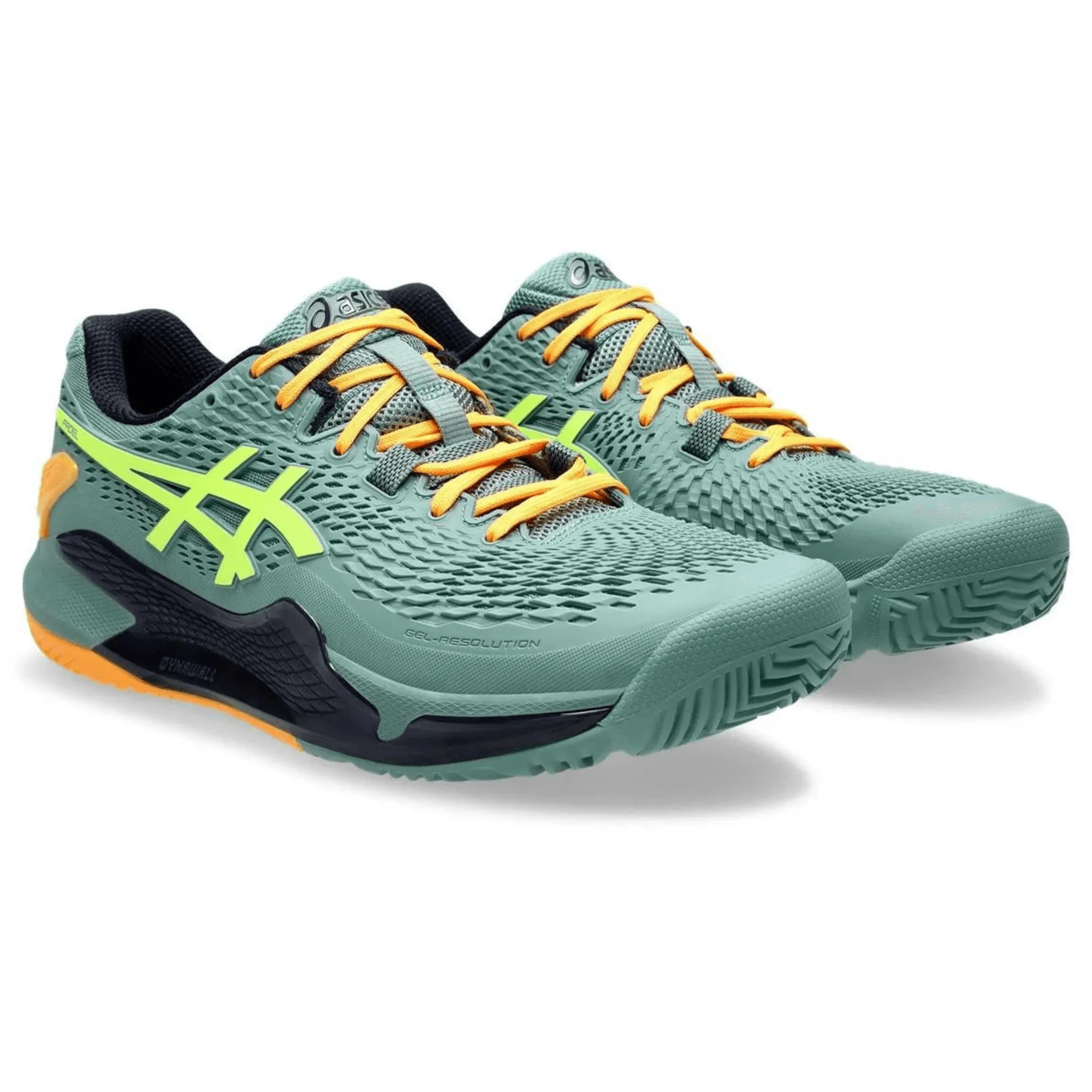 ASICS MEN'S GEL-RESOLUTION 9 PADEL SHOES CELADON/SAFETY YELLOW