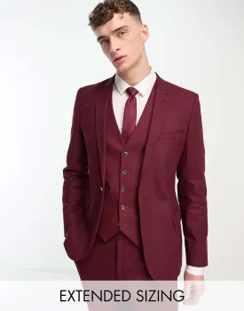 ASOS Super Slim Linen Blazer in Burgundy