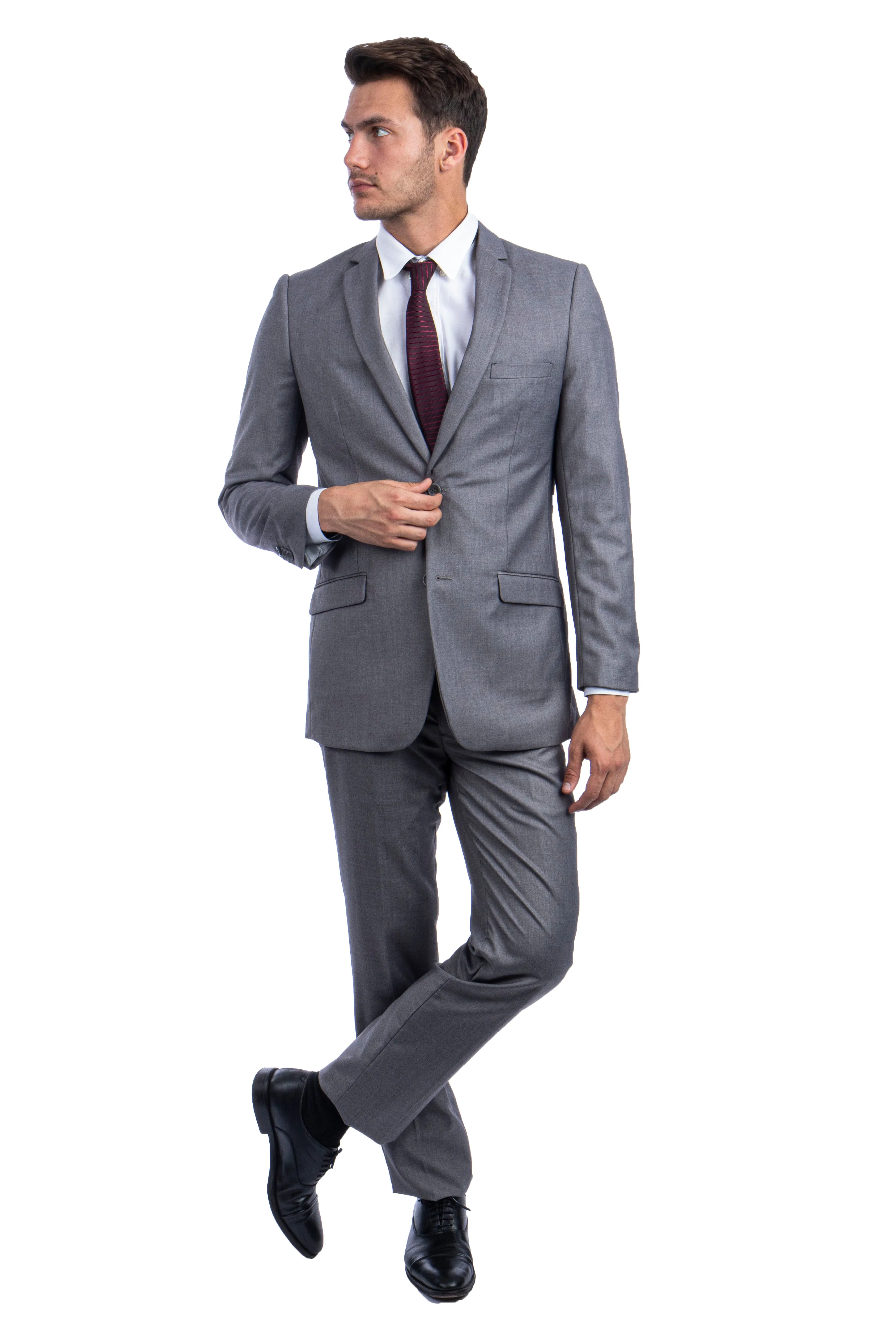 Azzuro Mid Grey Suits 3 PC Hybrid Fit