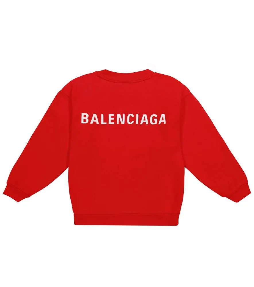 Balenciaga Kids Cotton Logo Sweater, Red