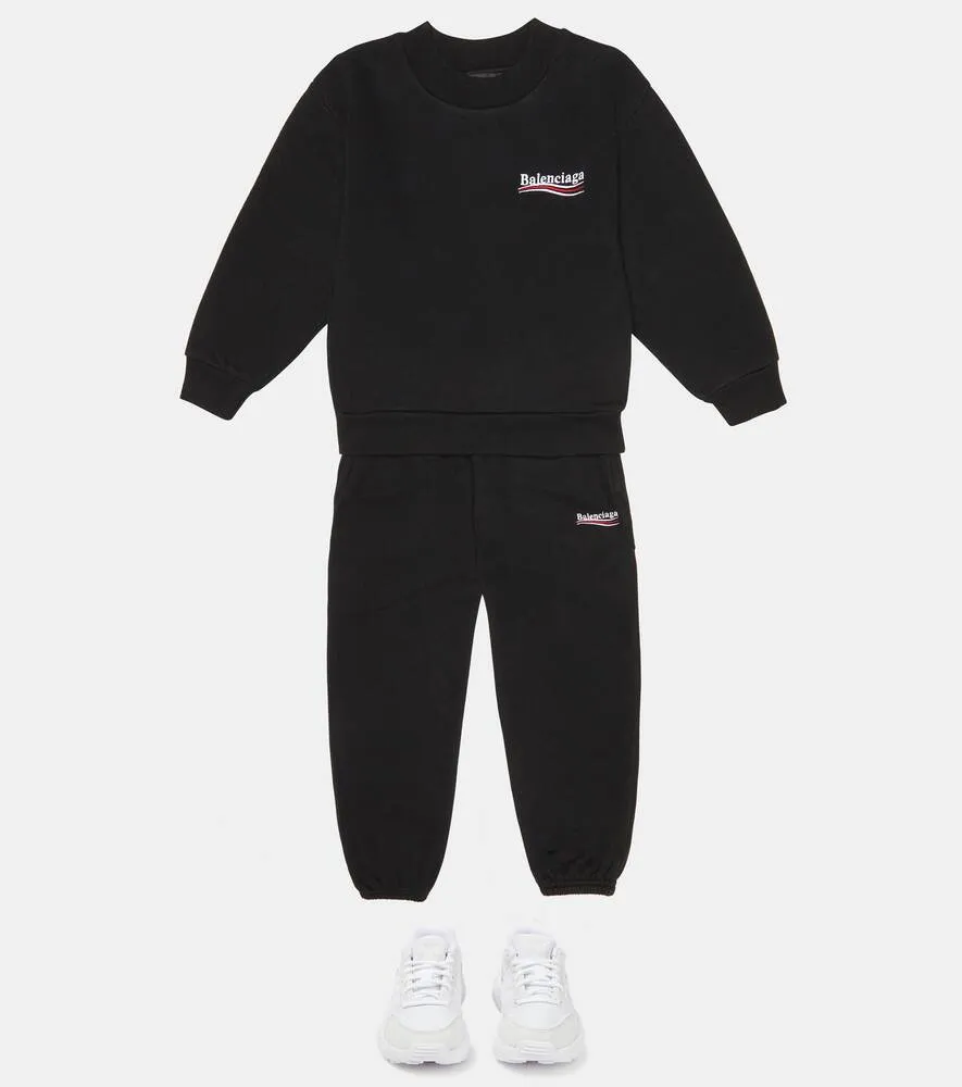 Balenciaga Kids Cotton Logo Sweatshirt, Black