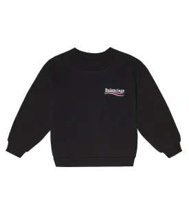 Balenciaga Kids Cotton Logo Sweatshirt, Black