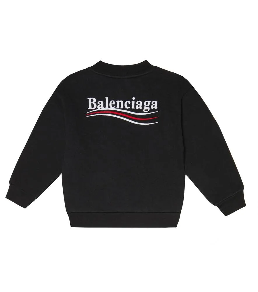 Balenciaga Kids Cotton Logo Sweatshirt, Black