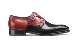 Bespoke Two Tone Leather Monk Strap Cap Toe Shoes for Men's