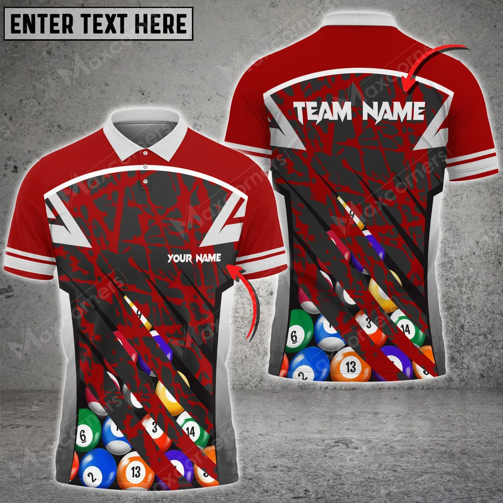 Billiards Ball Full Grunge Personalized Name, Team Name 3D Polo Shirt Multicolor Options