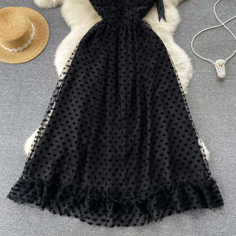 Black Mesh Suspender Polka-dot Tutu Skirt    S4456