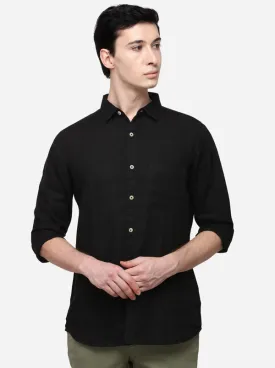 Black Slim Fit Solid Casual Shirt | JadeBlue