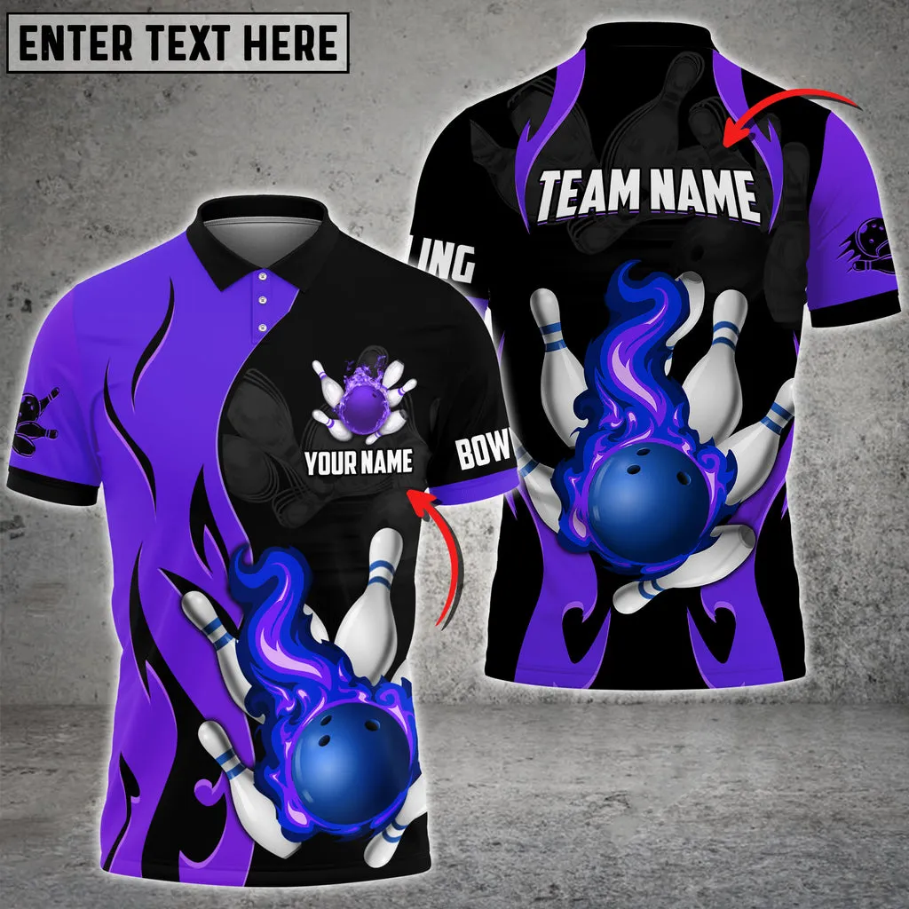 Bowling And Pins Magic Fire Multicolor Option Customized Name 3D Shirt, Idea Gift for Bowler