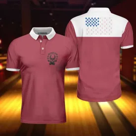 Bowling Skull Polo Shirt, American Flag Bowling Shirt For Men, Unique Bowling Apparel Coolspod