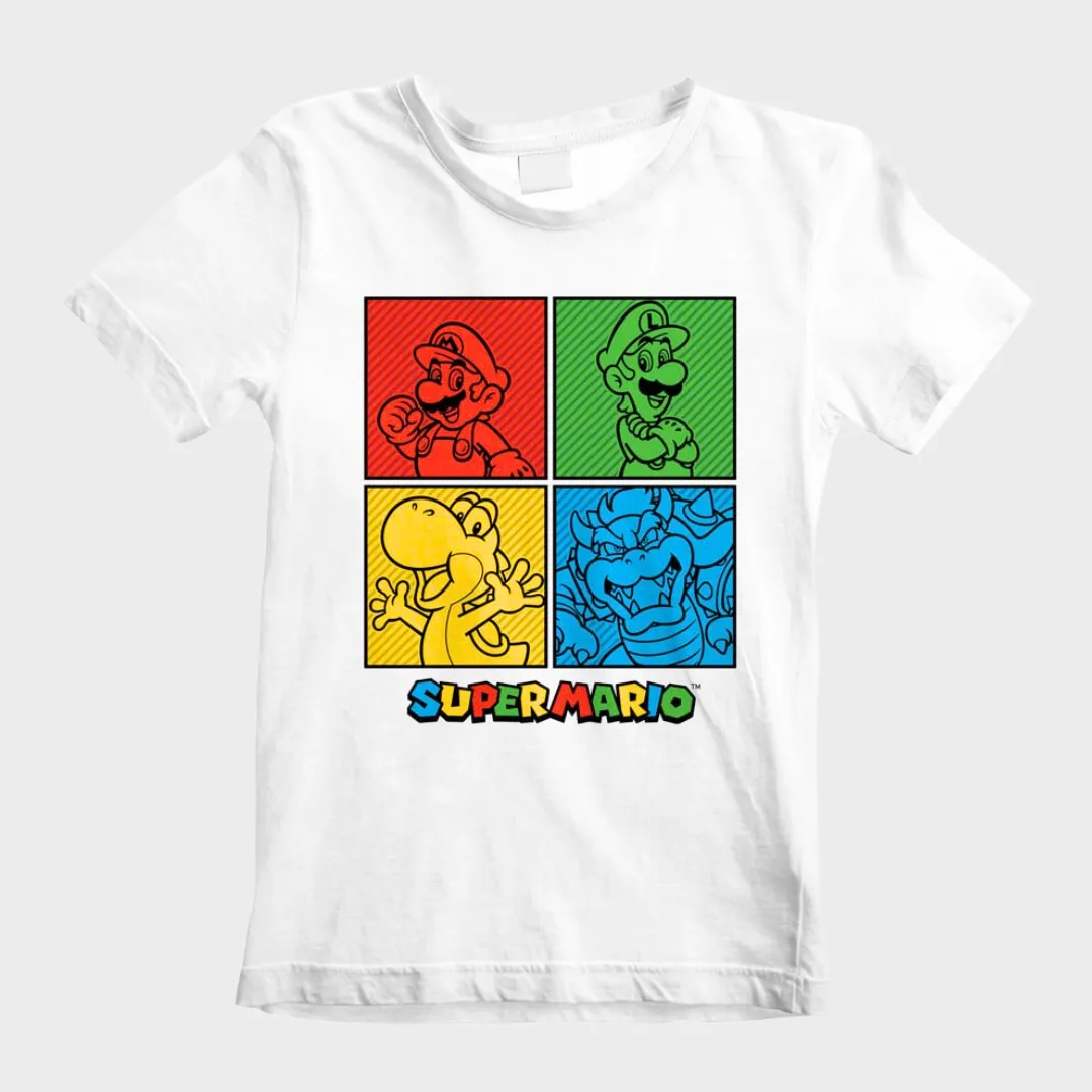 Boys Nintendo Super Mario T-Shirt -  Squares