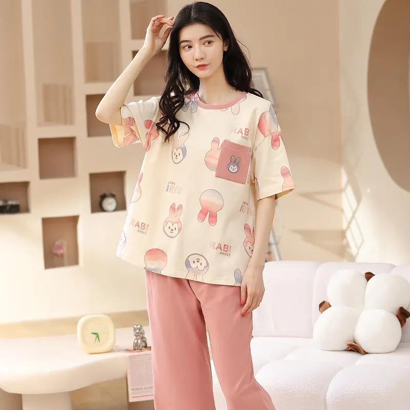 Bunny Pure Cotton Cute Tops & Pants Lounge Set