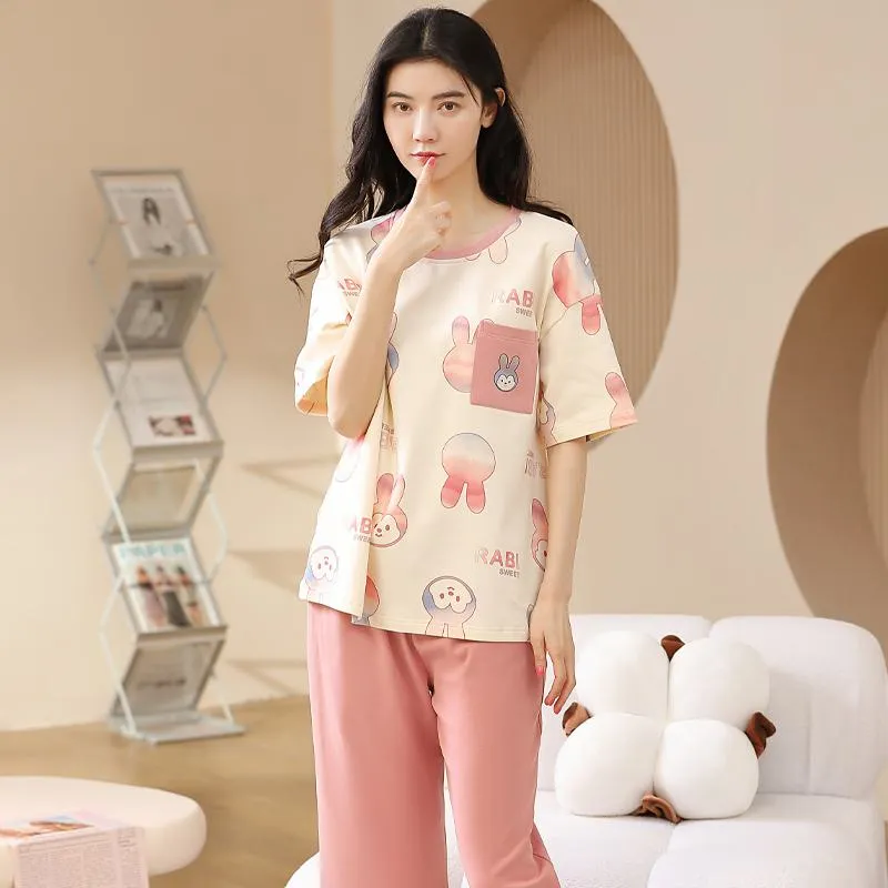 Bunny Pure Cotton Cute Tops & Pants Lounge Set