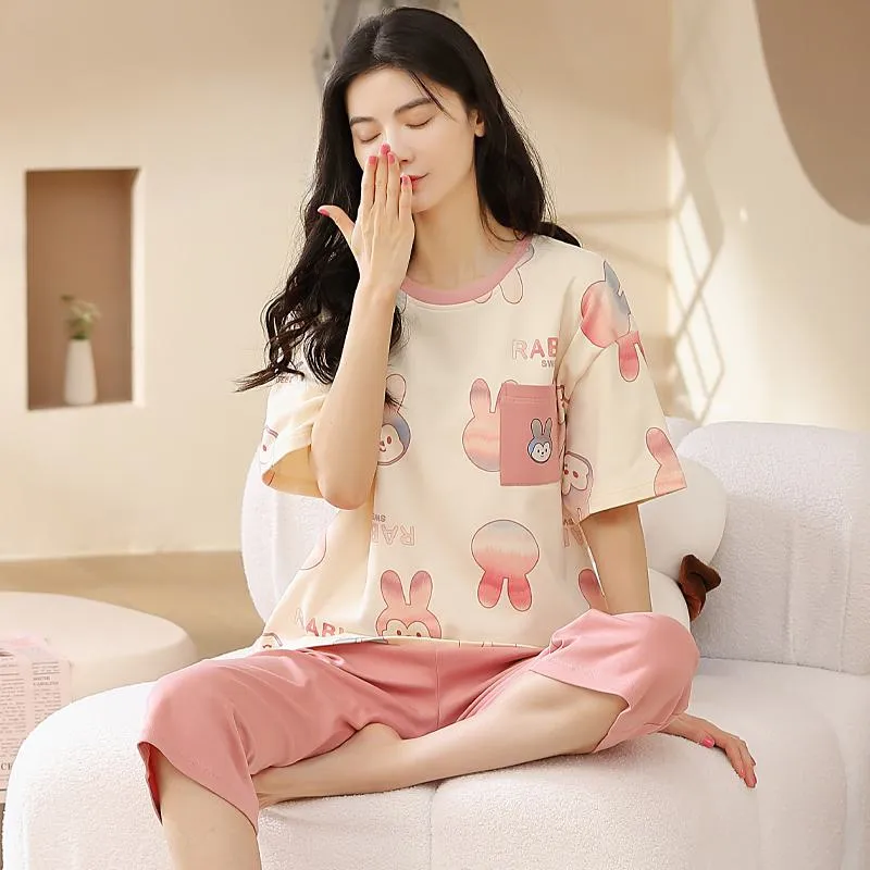 Bunny Pure Cotton Cute Tops & Pants Lounge Set