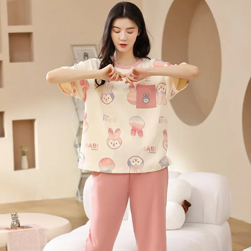 Bunny Pure Cotton Cute Tops & Pants Lounge Set