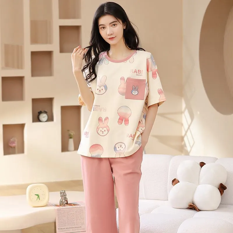 Bunny Pure Cotton Cute Tops & Pants Lounge Set