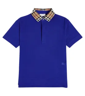 Burberry Kids Cotton Pique Polo Shirt, Blue