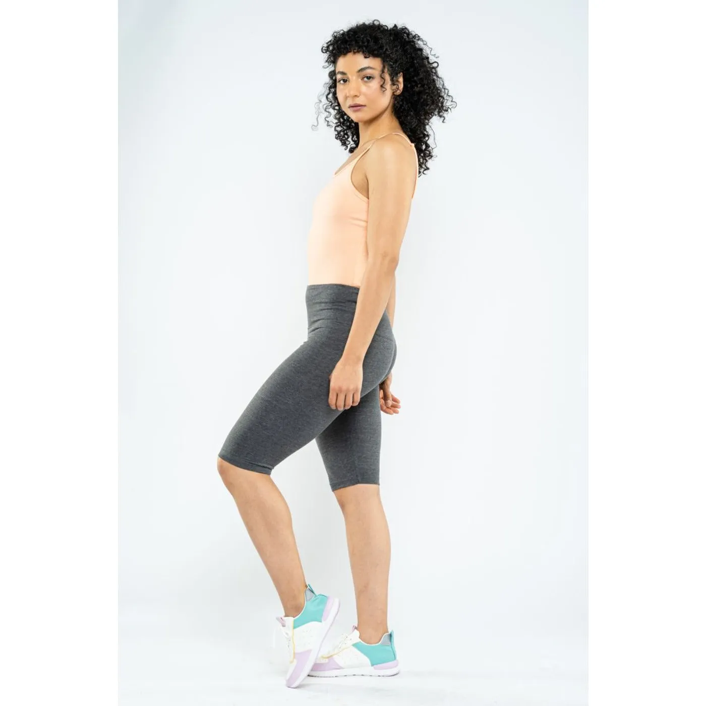 Charcoal Plain Legging Shorts