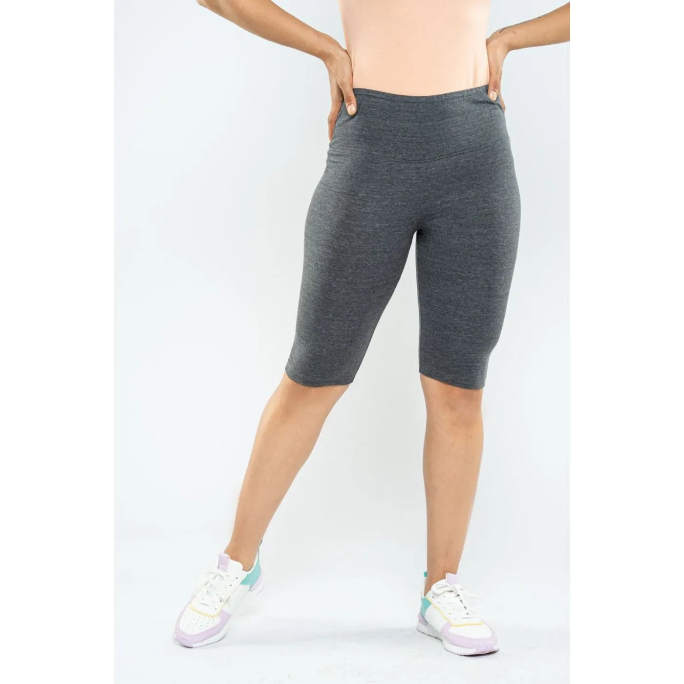 Charcoal Plain Legging Shorts