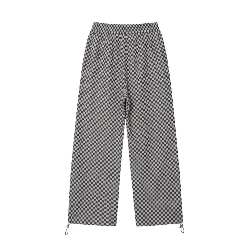 Chessboard Plaid Jacquard Casual Pants Men