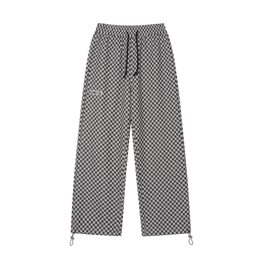 Chessboard Plaid Jacquard Casual Pants Men