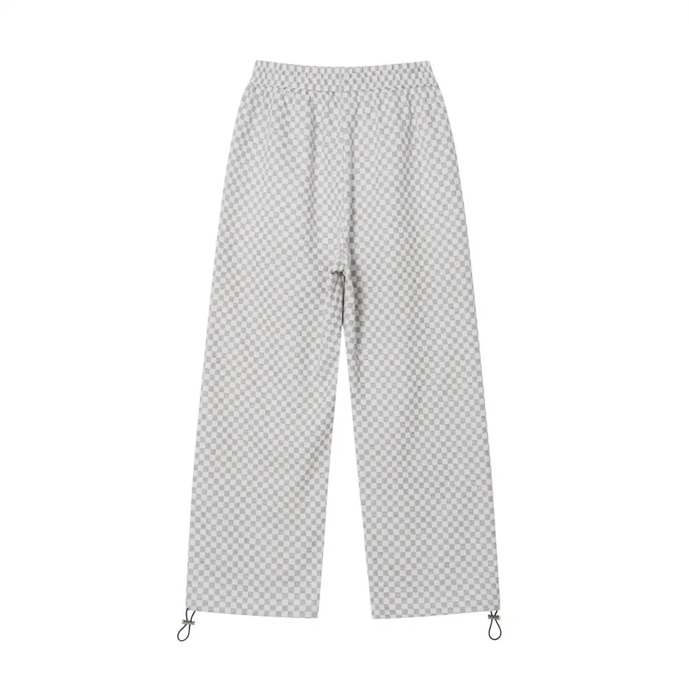 Chessboard Plaid Jacquard Casual Pants Men