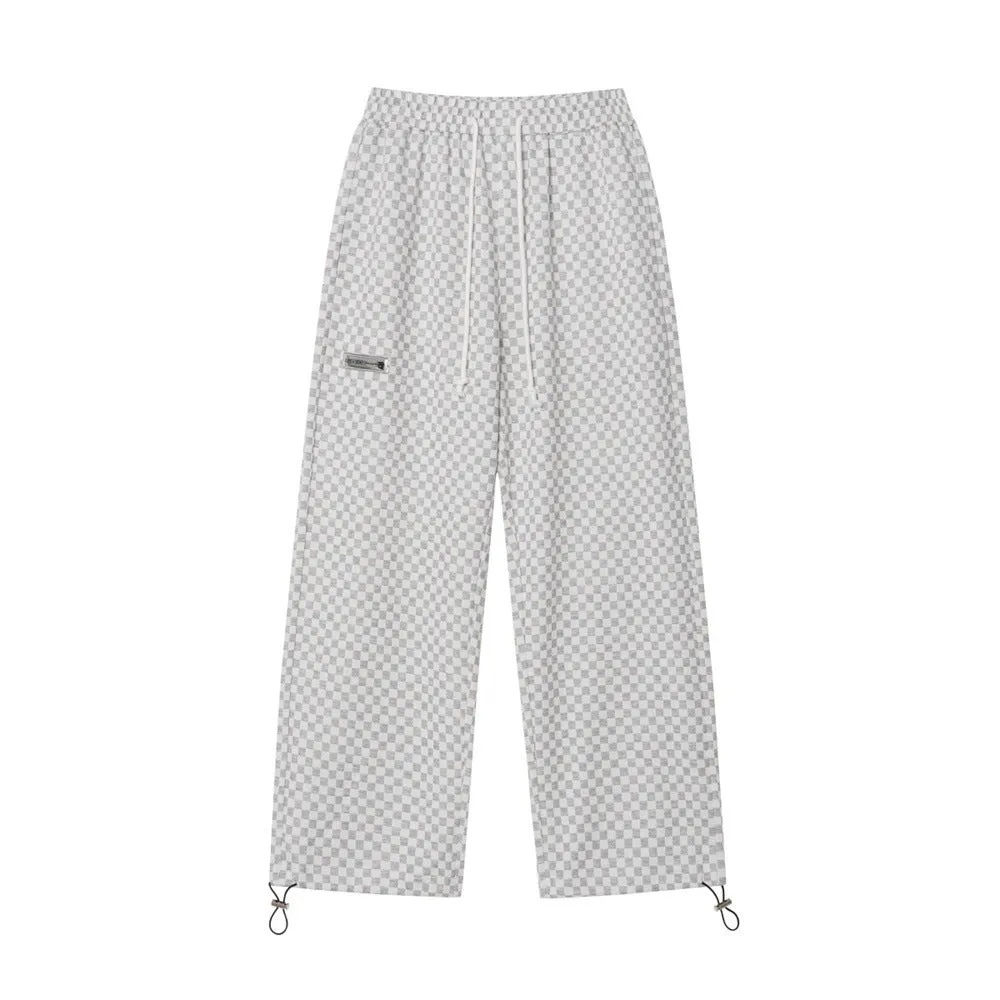 Chessboard Plaid Jacquard Casual Pants Men