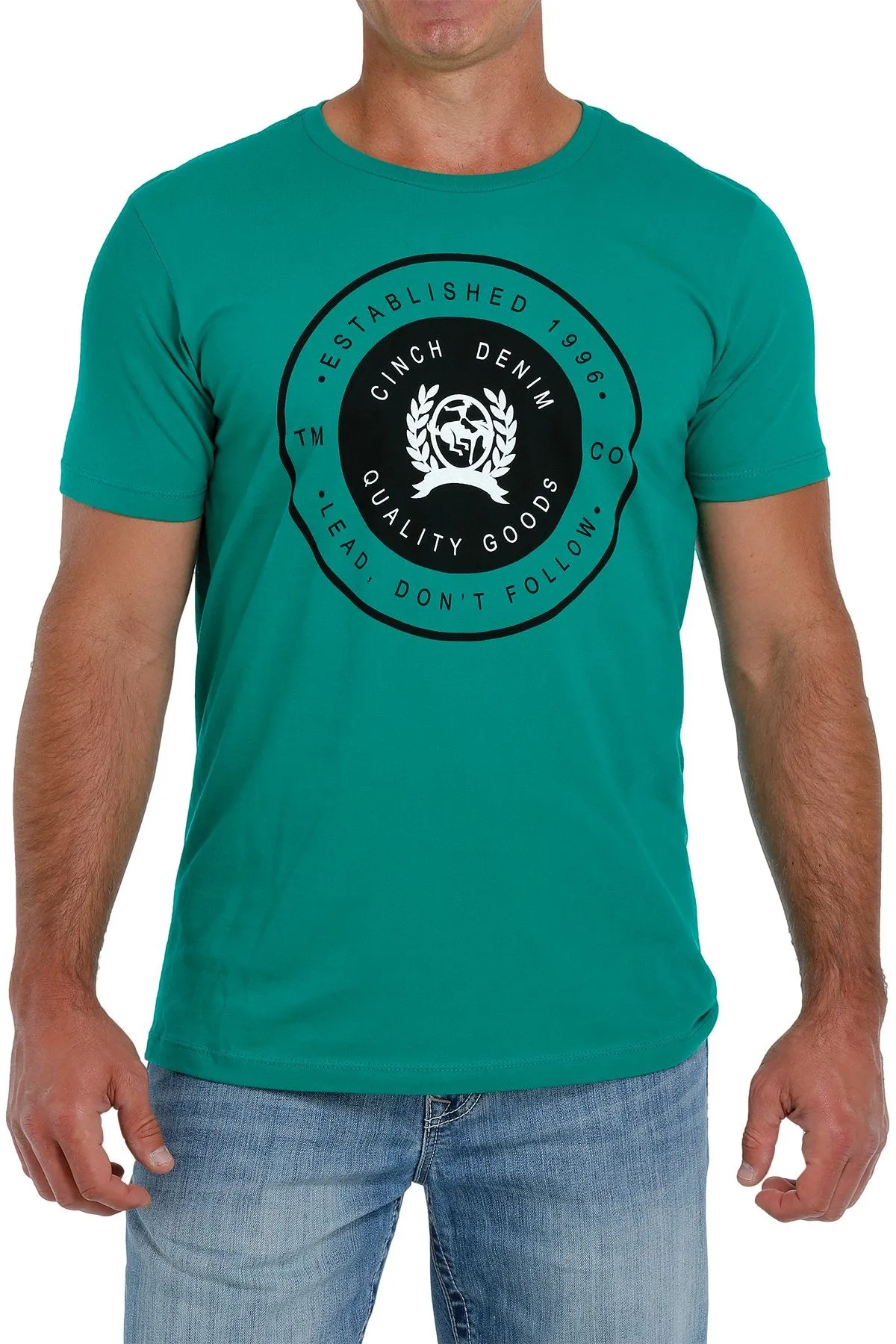 CINCH MEN'S CREW NECK LOGO TEE - GREEN - MTT1690447