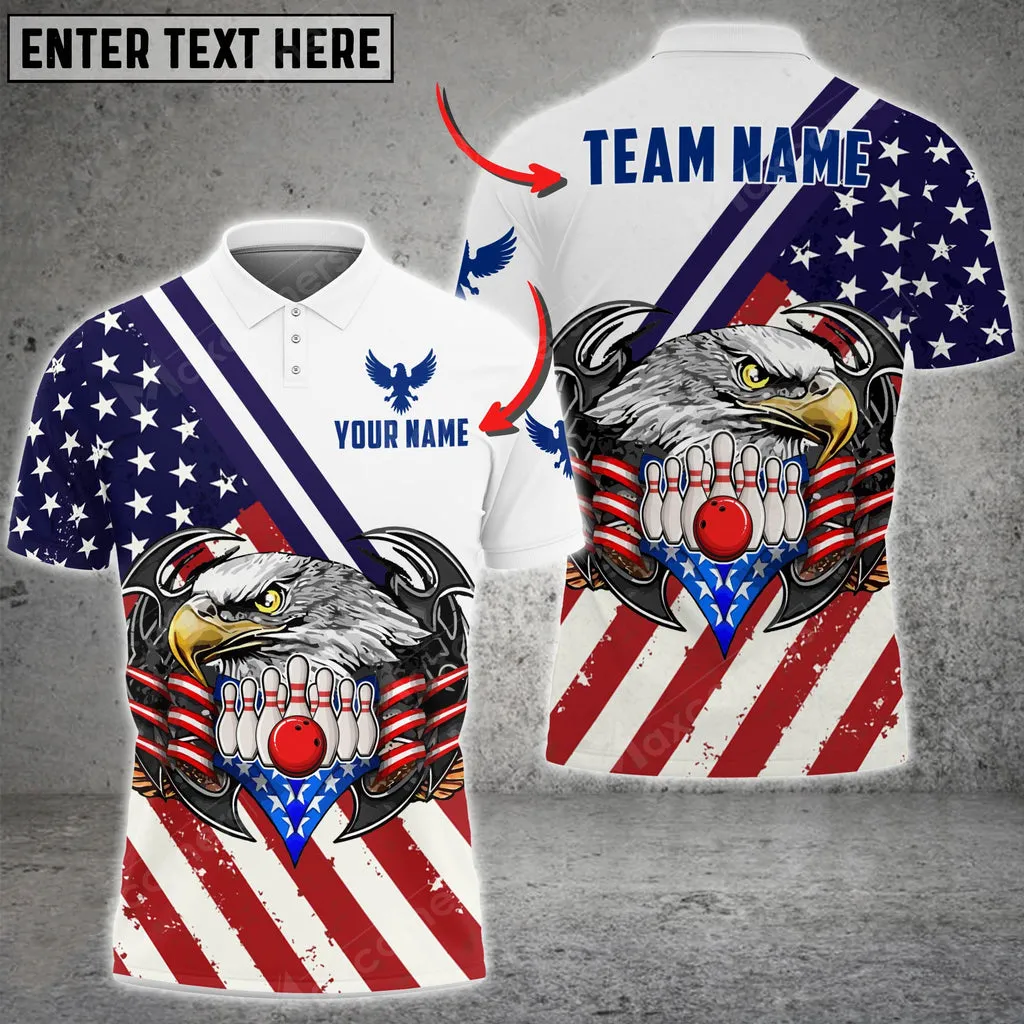 Coolspod Bowling And Pins USA Eagle Customized Name And Team Name 3D Shirt, Idea Gift for Bowling Players