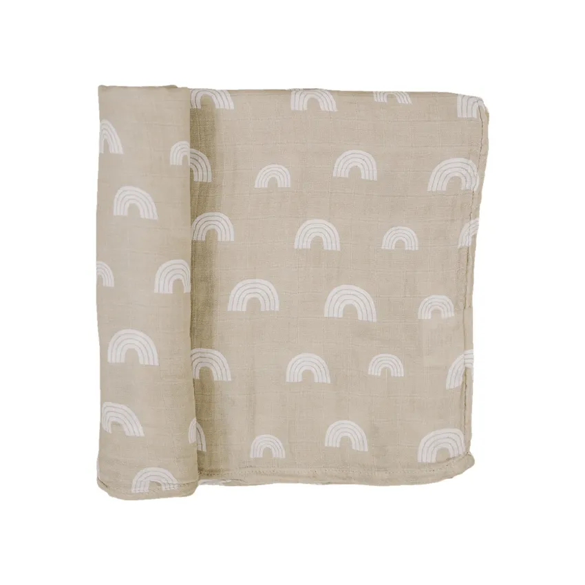 Cotton Muslin Swaddle, Sand Rainbow