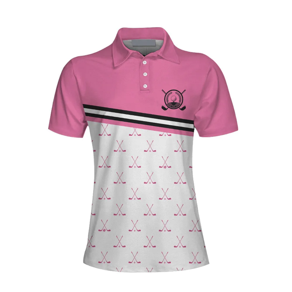 Crossed Pink Golf Clubs Golf Short Sleeve Women Polo Shirt, Idea Gift for Golf Lovers