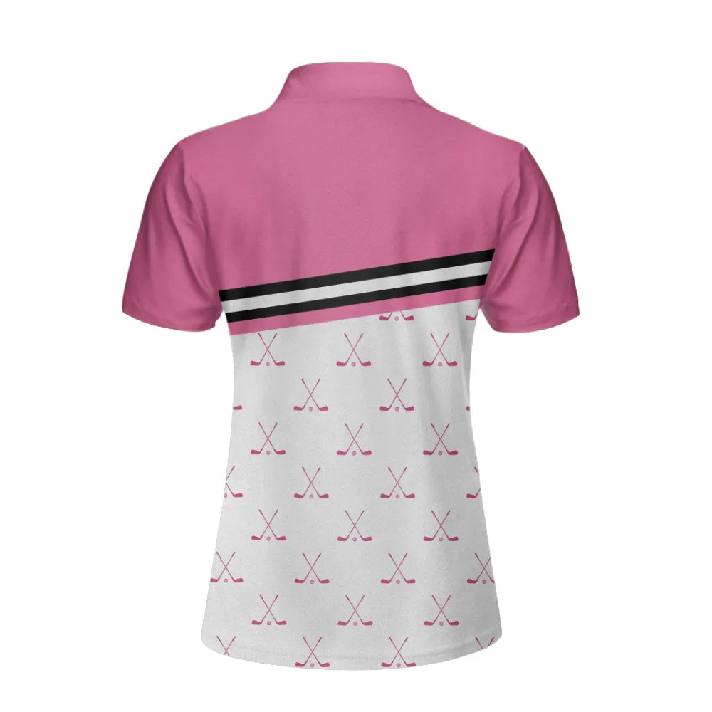 Crossed Pink Golf Clubs Golf Short Sleeve Women Polo Shirt, Idea Gift for Golf Lovers