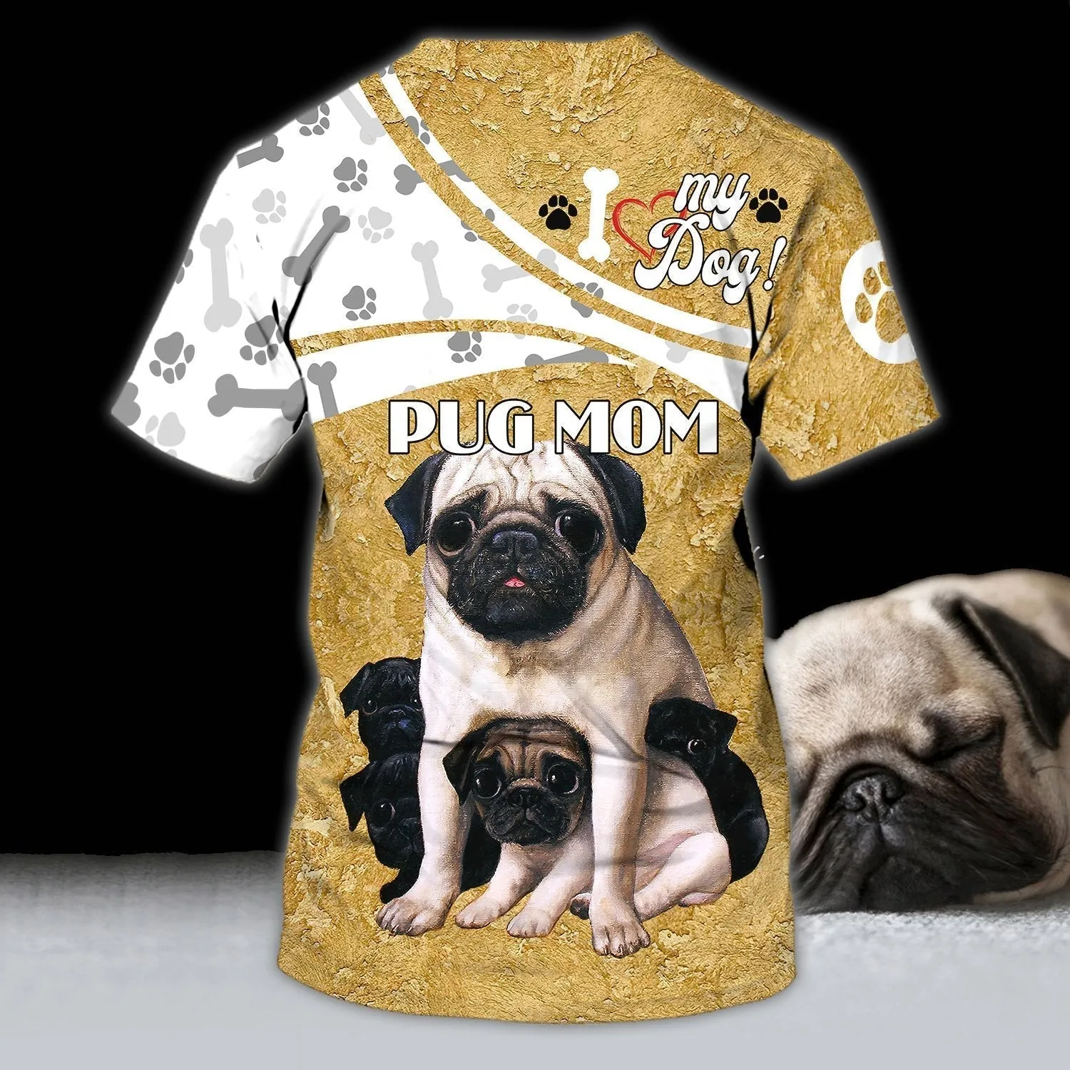 Custom Pug Mom 3D T Shirt For Men Women, Dog Mom Shirts