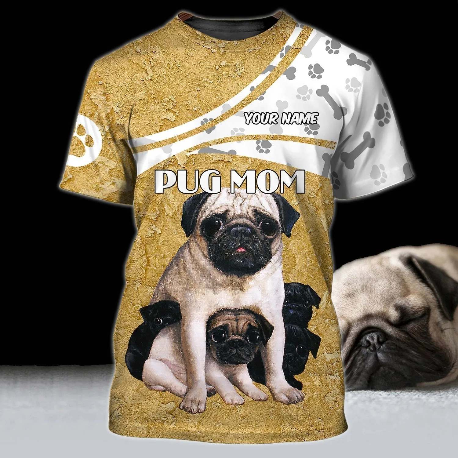 Custom Pug Mom 3D T Shirt For Men Women, Dog Mom Shirts