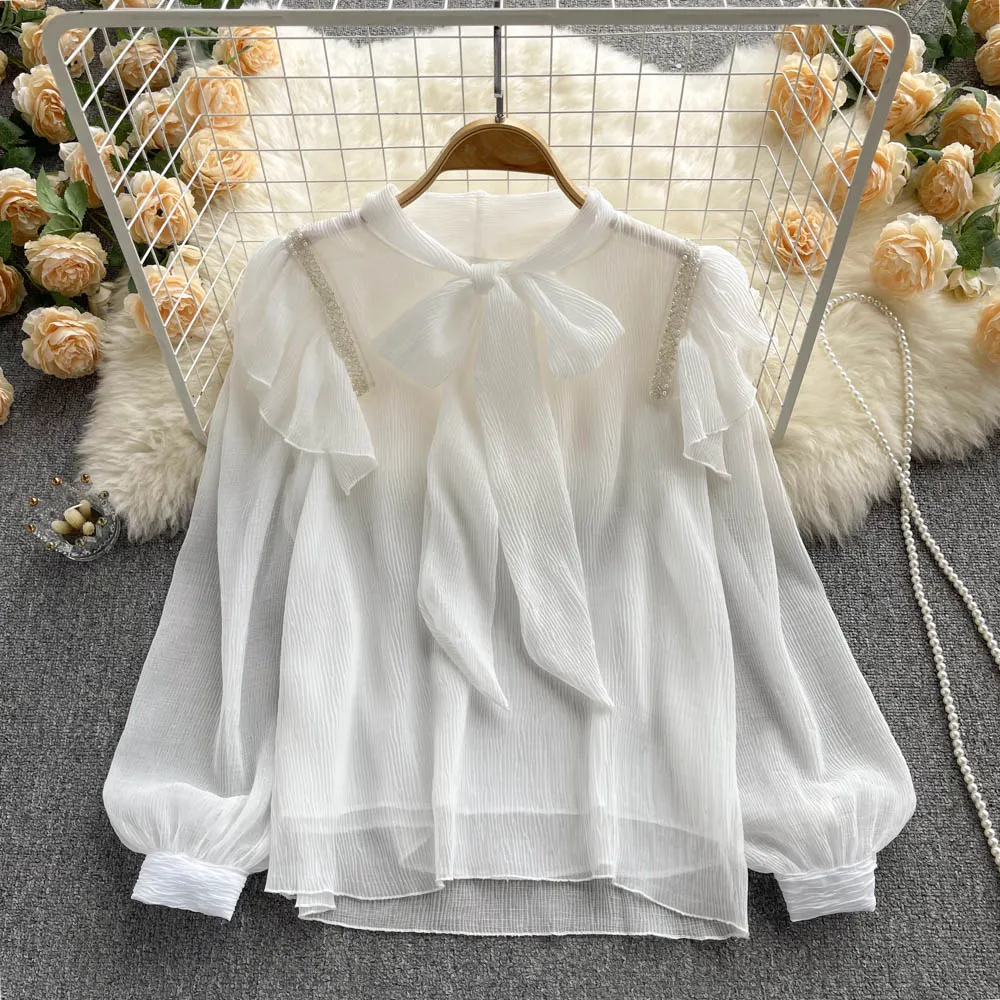 Cute bow long sleeve top      S218