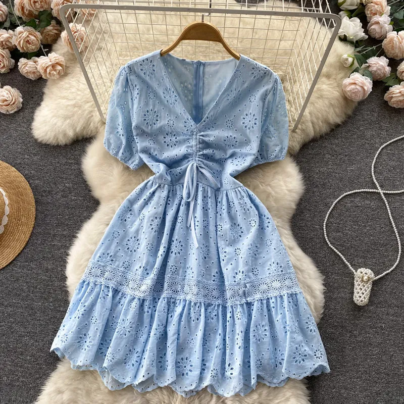 Cute V-neck short dress fashion dress     S294