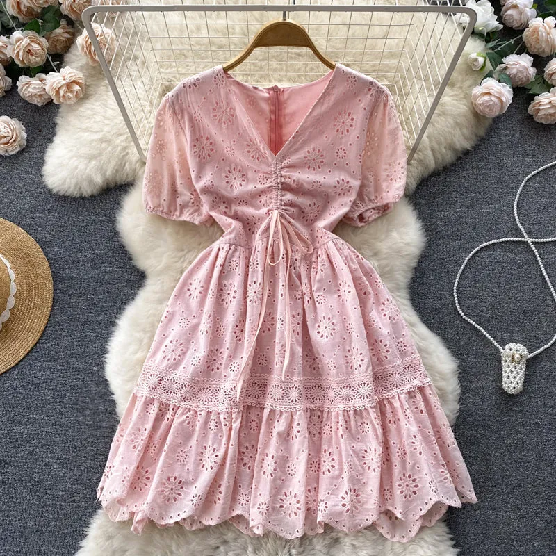 Cute V-neck short dress fashion dress     S294