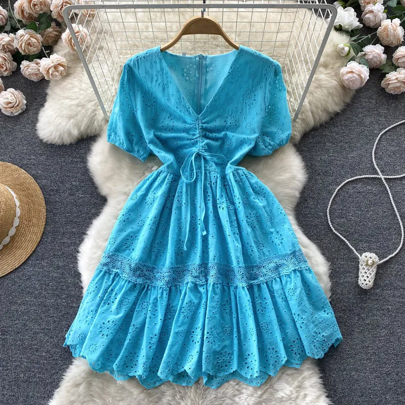 Cute V-neck short dress fashion dress     S294