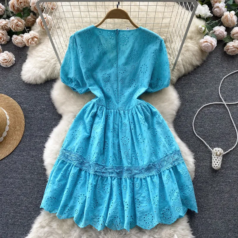 Cute V-neck short dress fashion dress     S294