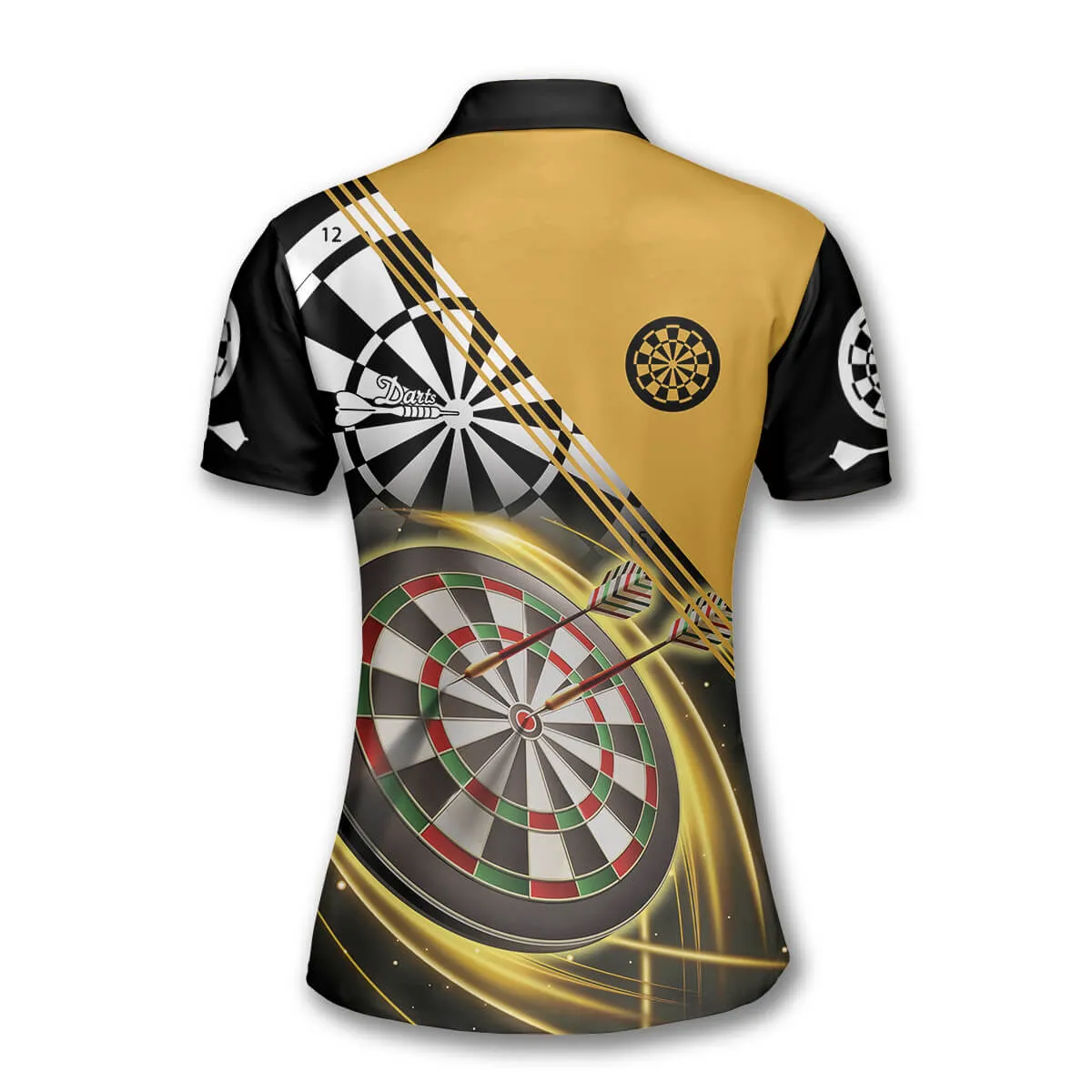 Dart in Heart Polo Shirt, Darts Yellow Black Version Custom Darts Shirts for Women