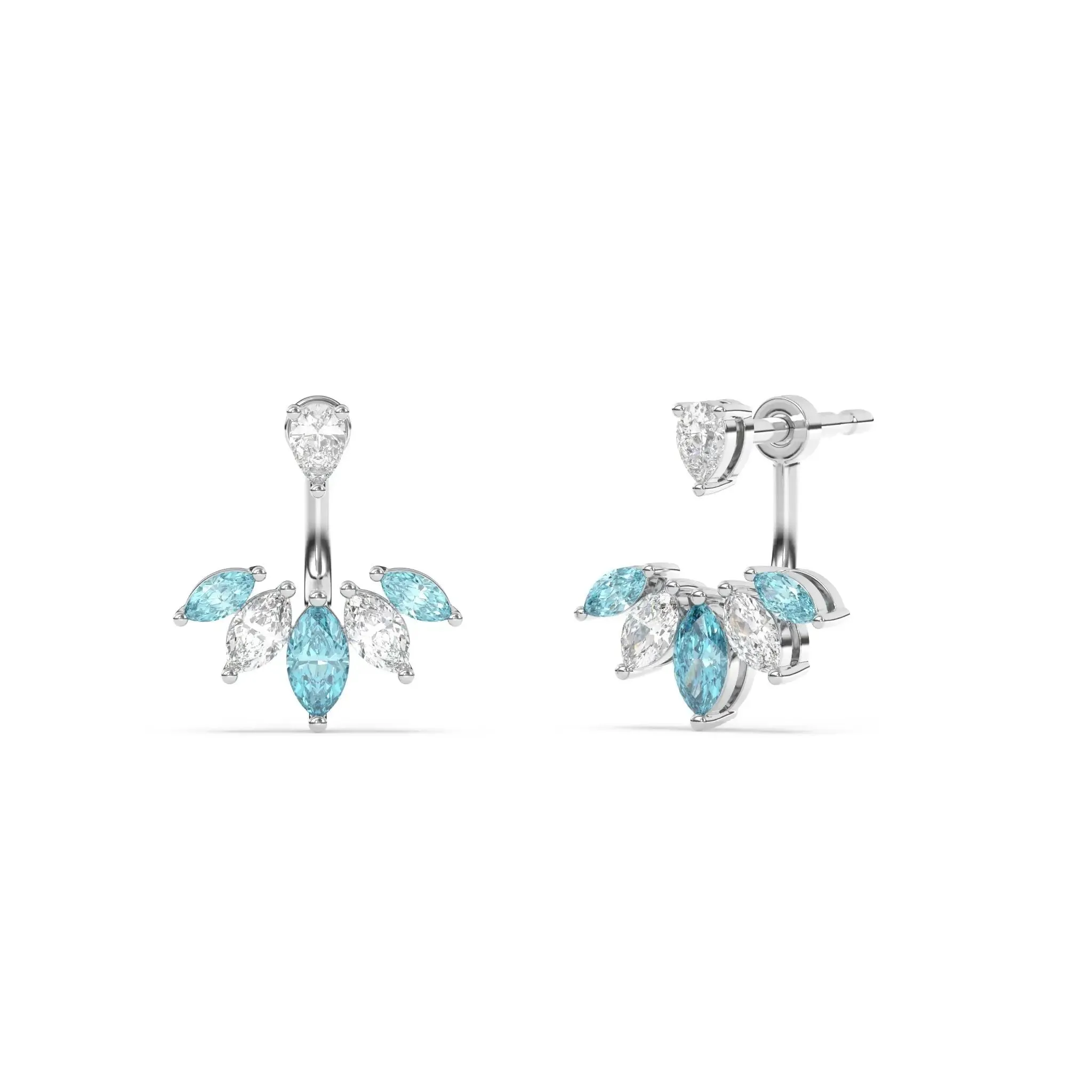 Diamond & Blue Topaz Ear Jacket