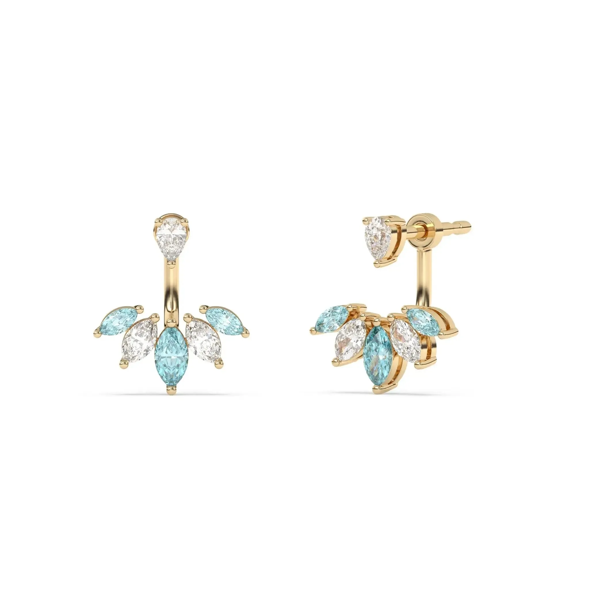 Diamond & Blue Topaz Ear Jacket