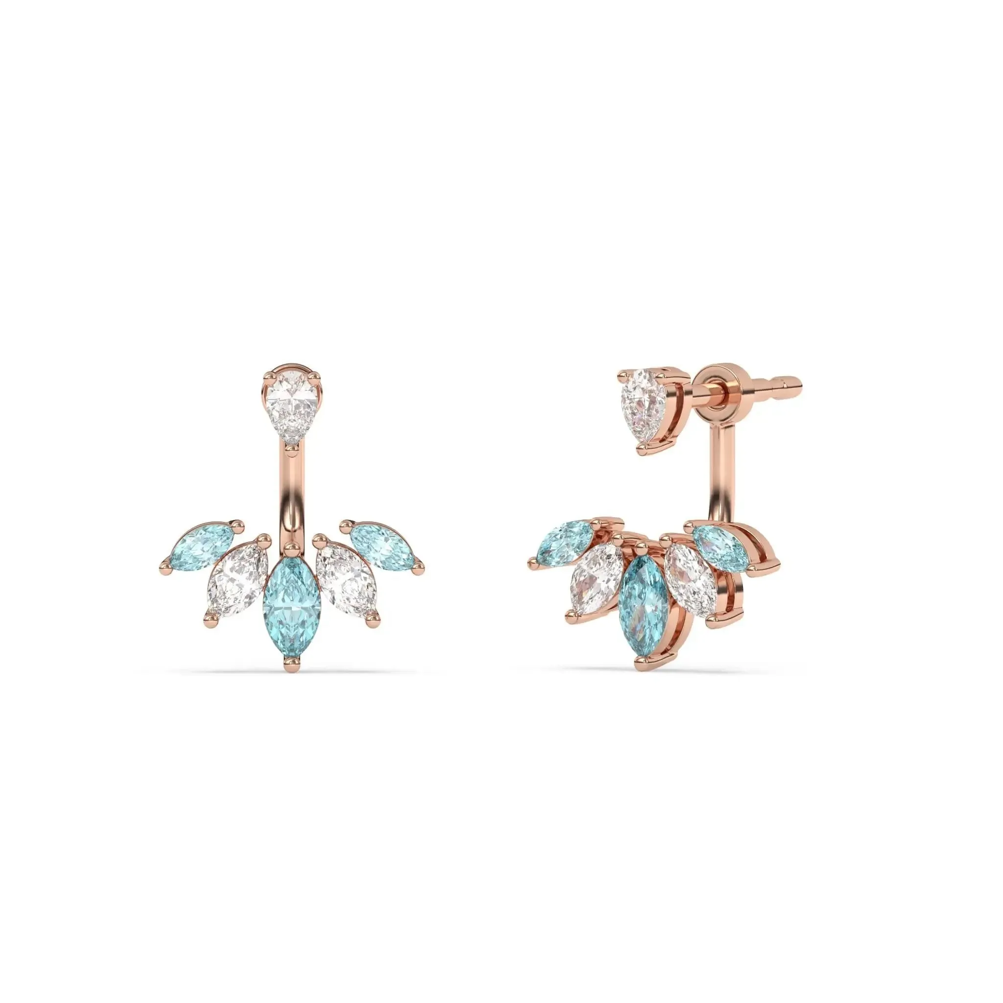 Diamond & Blue Topaz Ear Jacket