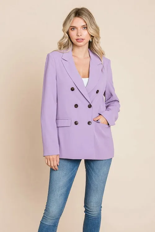 Double Breasted Lapel Collar Jacket Blazer